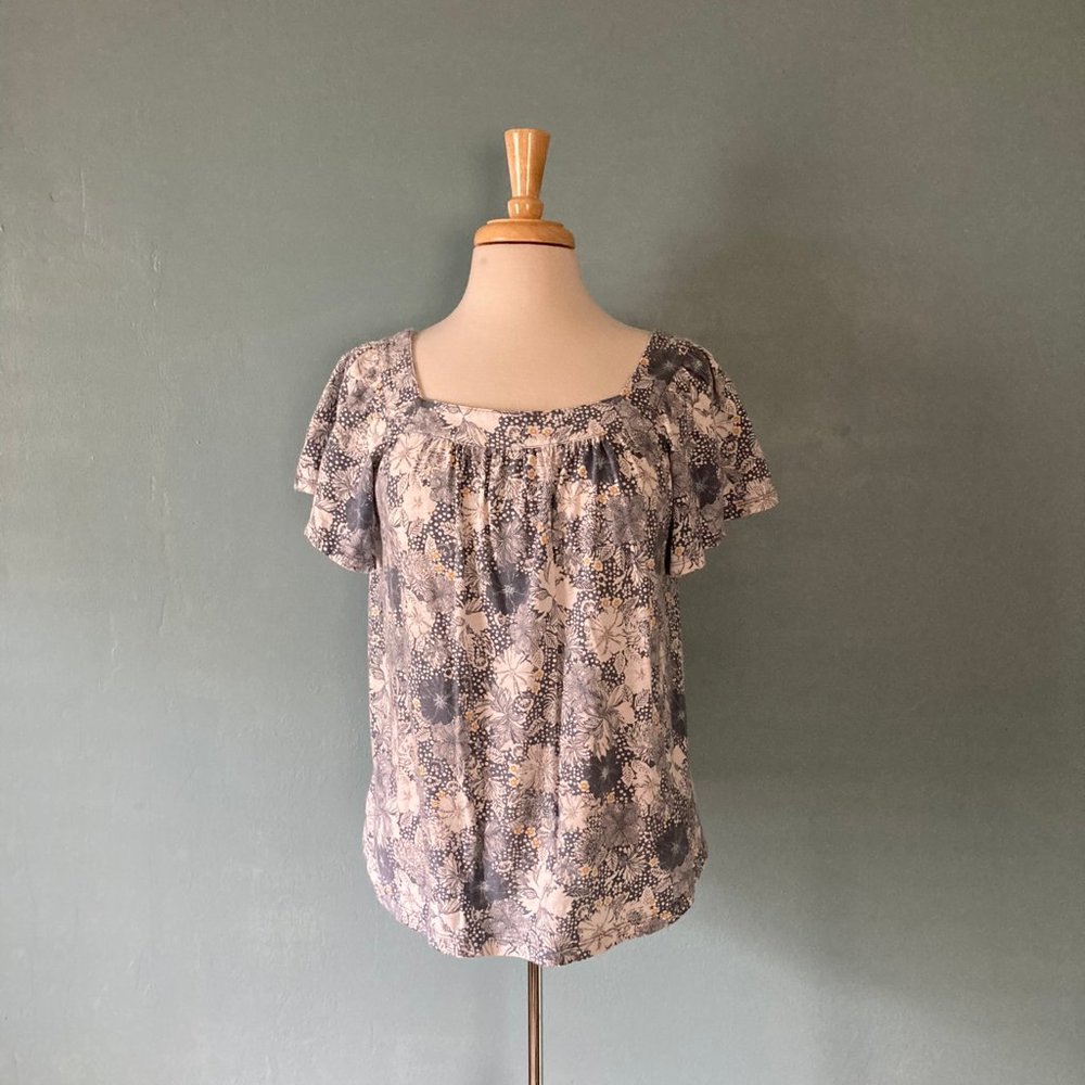 Loft Outlet short sleeve square neck butterfly sleeve top size medium - Picture 4 of 8